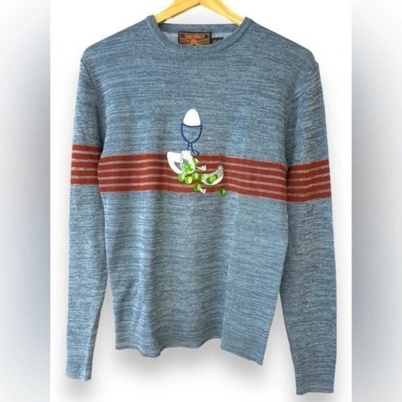 Vintage 1970s Sundowner Embroidered Egg Sweater by Erika Strasberg - Size Medium - Picture 1 of 7